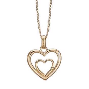 Christina Collect gold-plated sterling silver Two Open Hearts Two open hearts inside each other, with 4 white topaz, model 680-G03